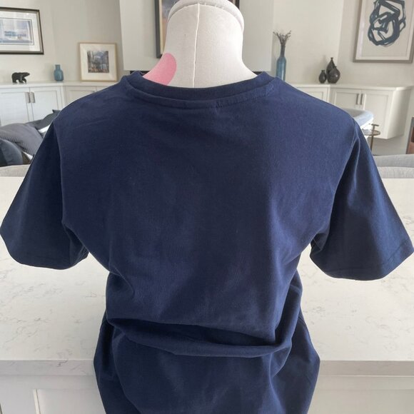 FILA Short Sleeve Crew Neck Cotton Poly Blend T Shirt Top Blue Wht Red Sz S NWOT - Picture 4 of 8